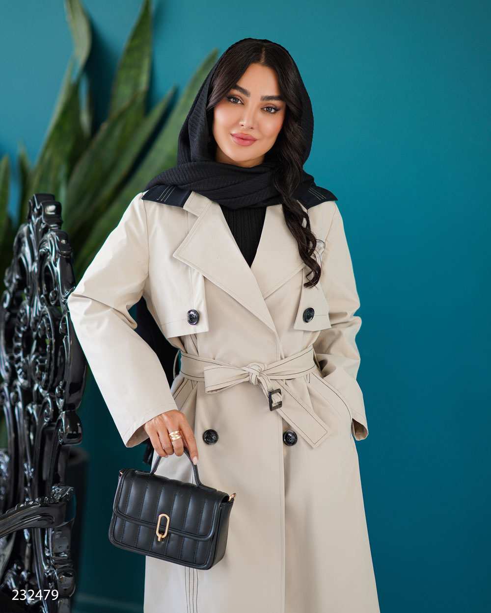 بارانی بلند زنانه استخوانی مدل ژوبینالسانا Elsana کد2324