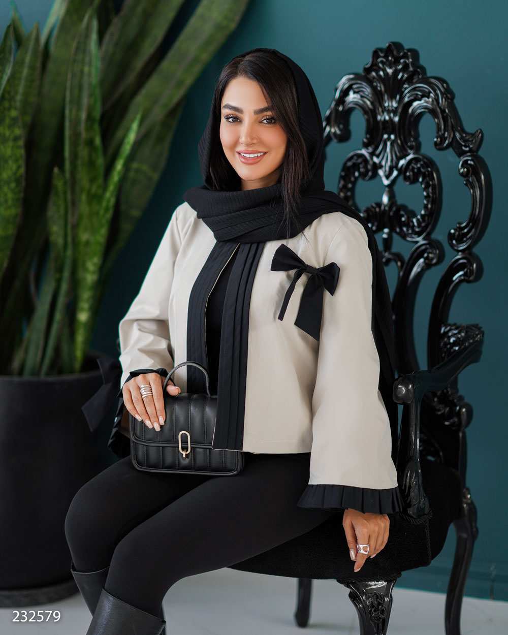 بارانی کراپ زنانه استخوانی مدل آسرینالسانا Elsana کد2325