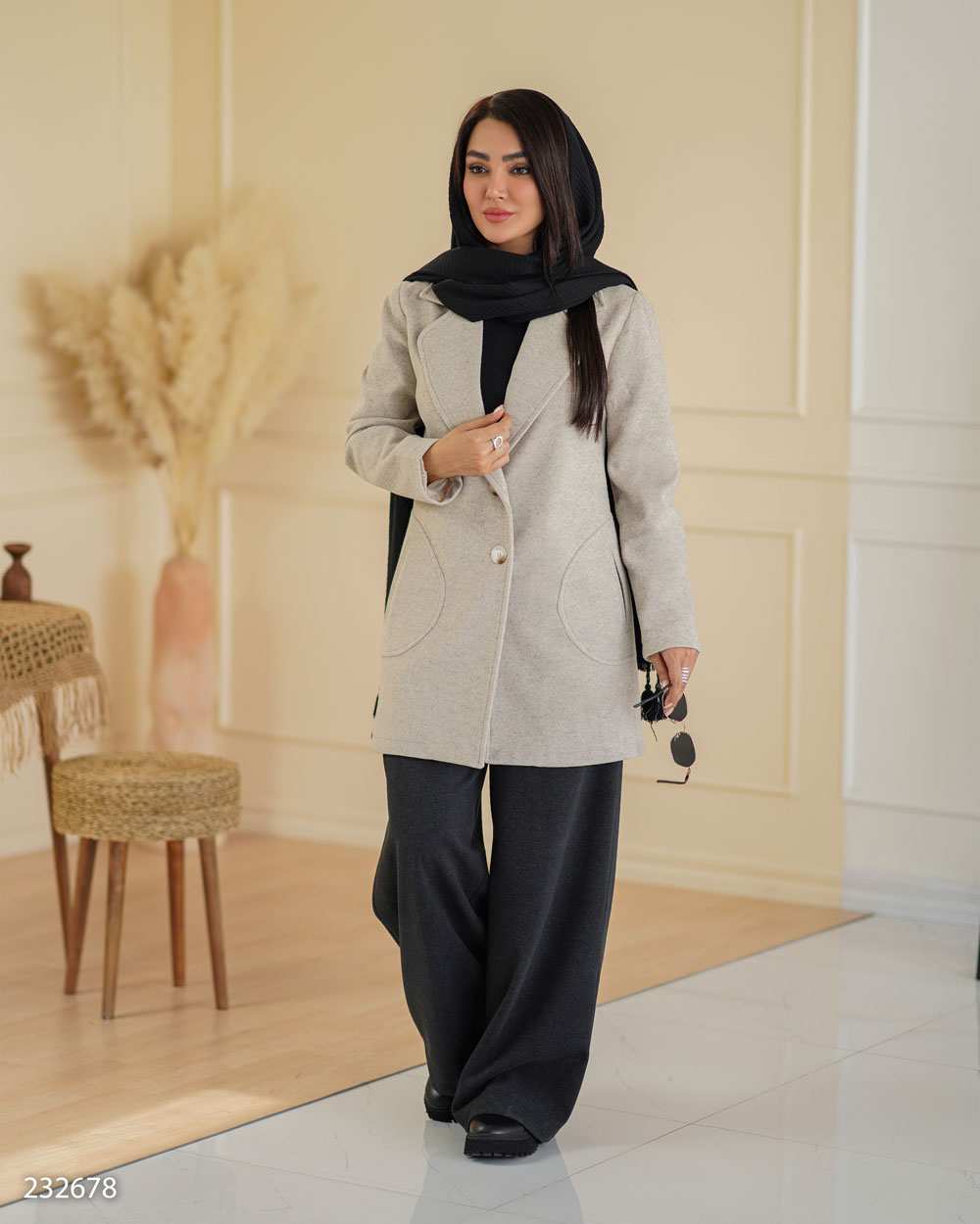 پالتو زنانه خاکی مدل حمیراالسانا Elsana کد2326