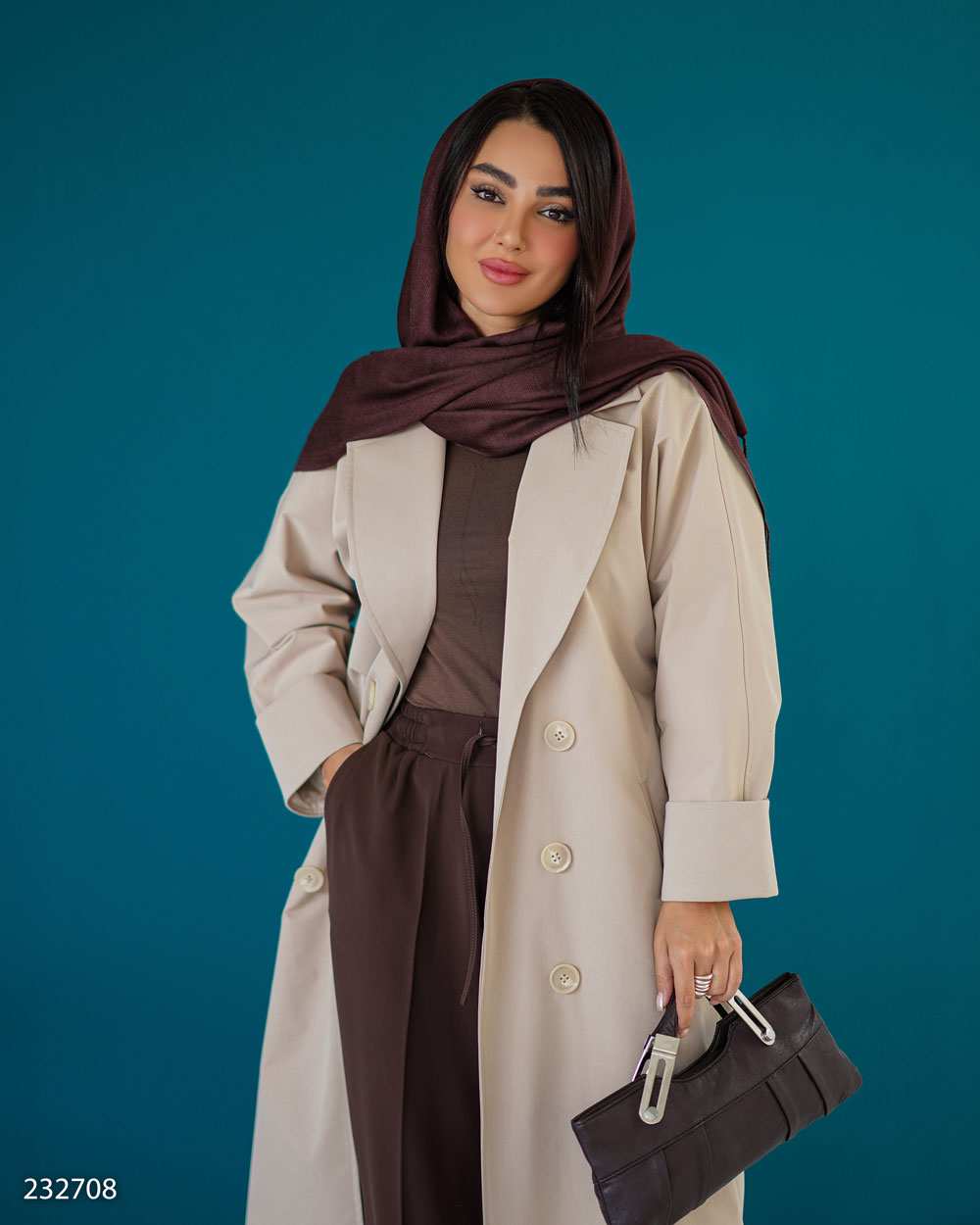 بارانی بلند زنانه کرم مدل نوشاد السانا Elsana کد2327