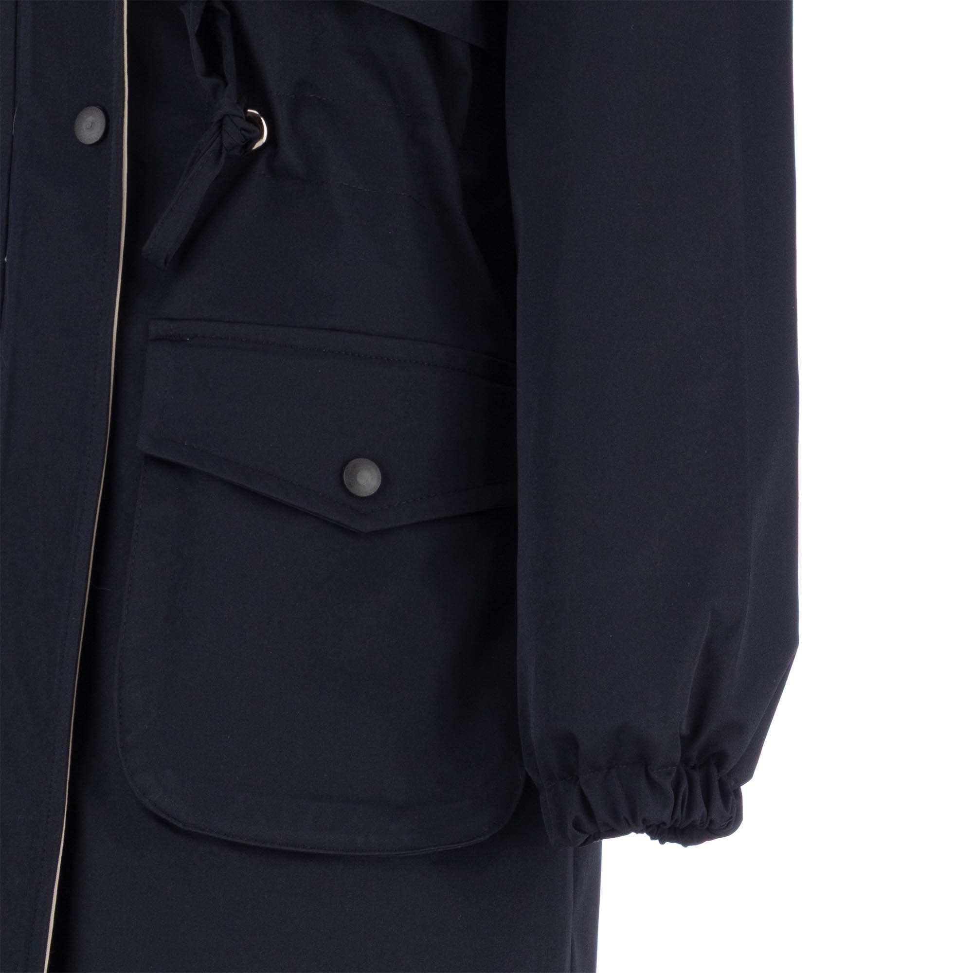 بارانی بلند زنانه سرمه ای کرم مدل مهزین السانا Elsana کد 2321