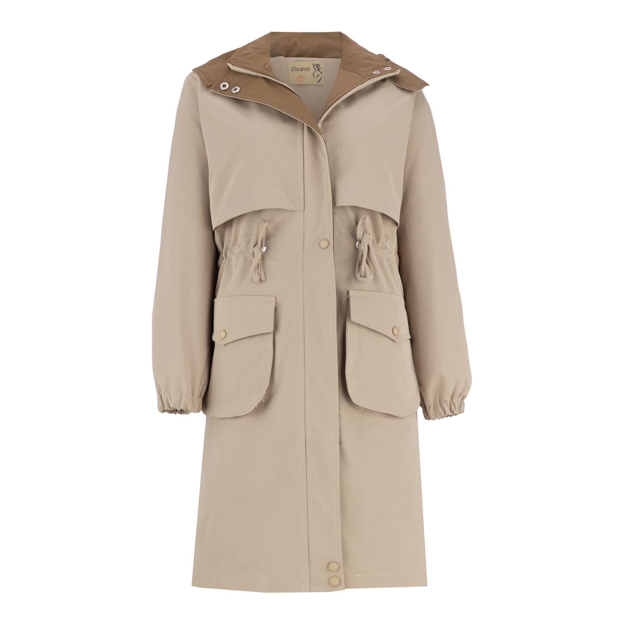 بارانی بلند زنانه کرم مدل مهزین السانا Elsana کد 2321