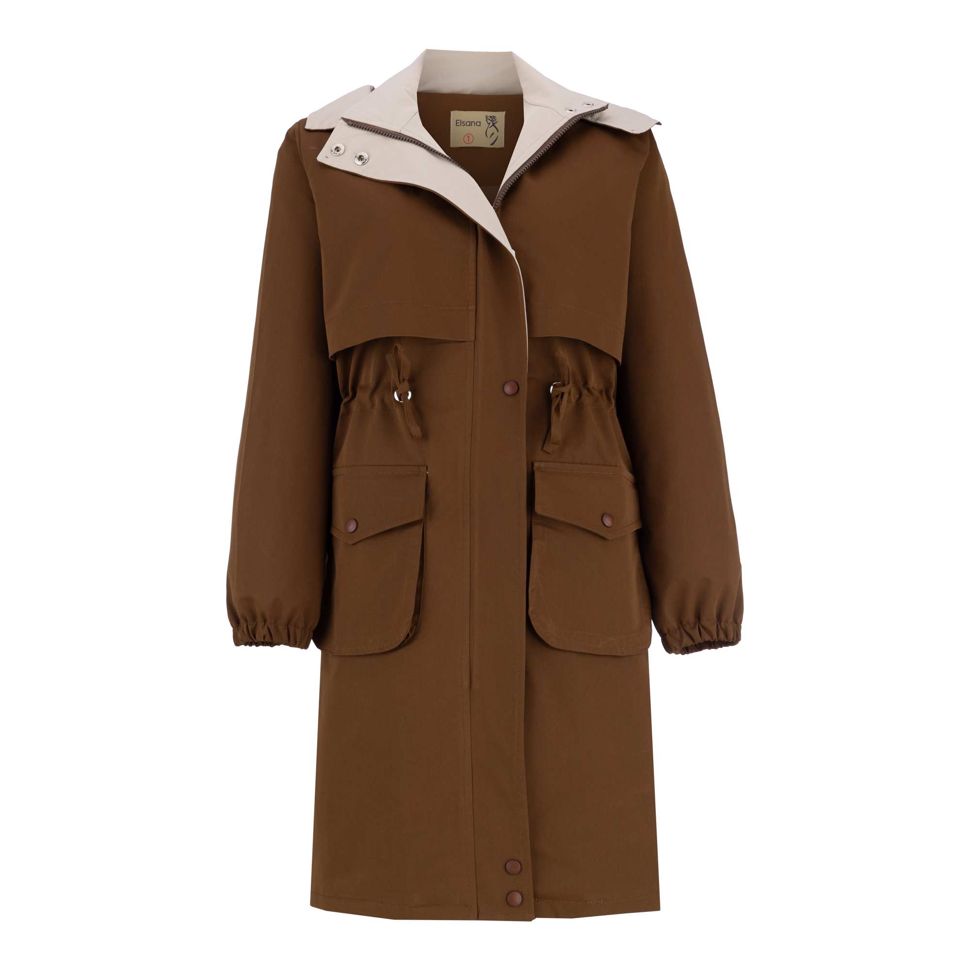 بارانی بلند زنانه شتری مدل مهزین السانا Elsana کد 2321