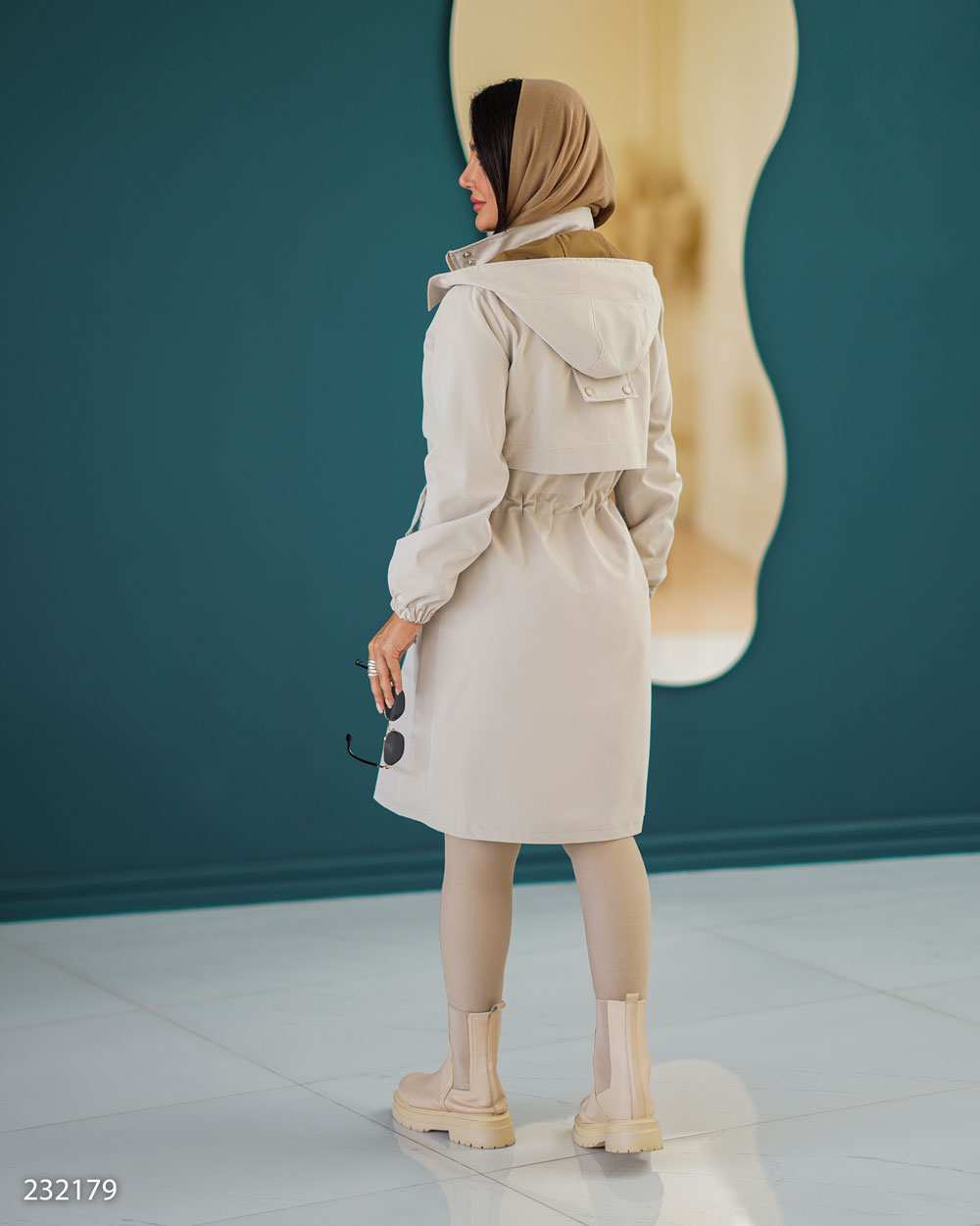 بارانی بلند زنانه استخوانی مدل مهزین السانا Elsana کد 2321