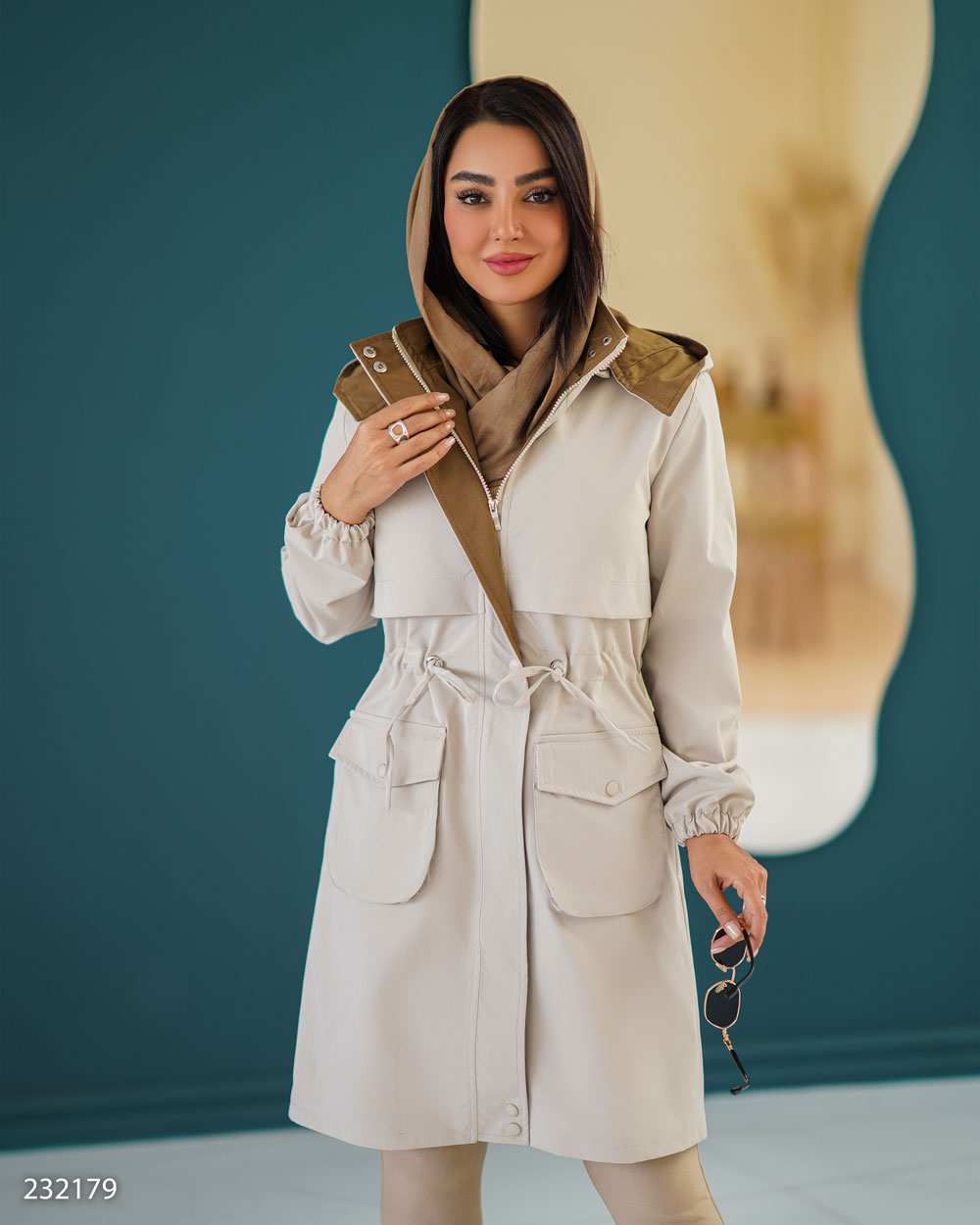 بارانی بلند زنانه استخوانی مدل مهزین السانا Elsana کد 2321