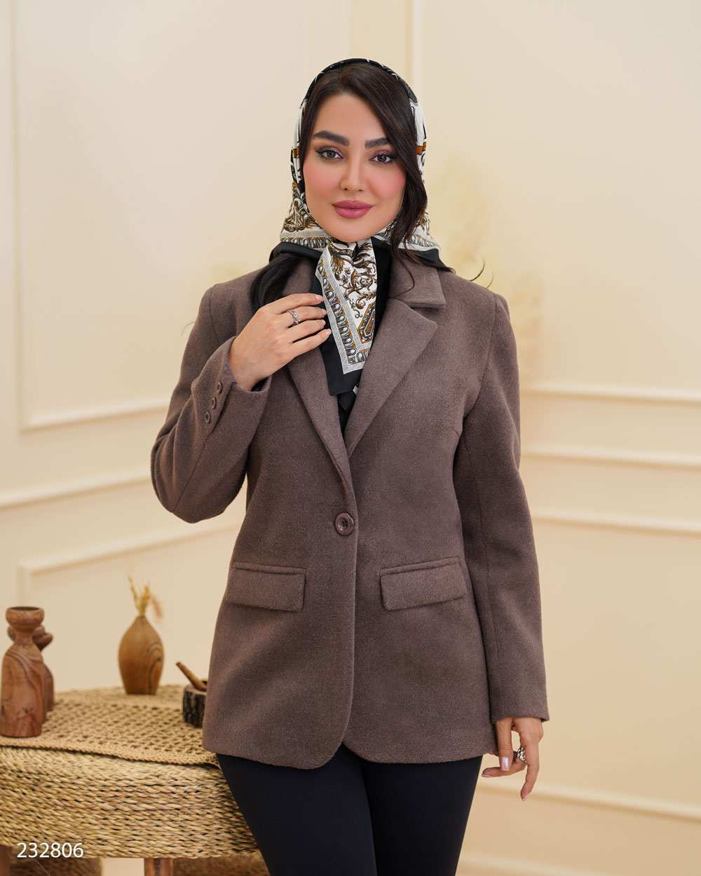 پالتو زنانه فوتر قهوه ای مدل ماه منیر السانا Elsana کد 2328
