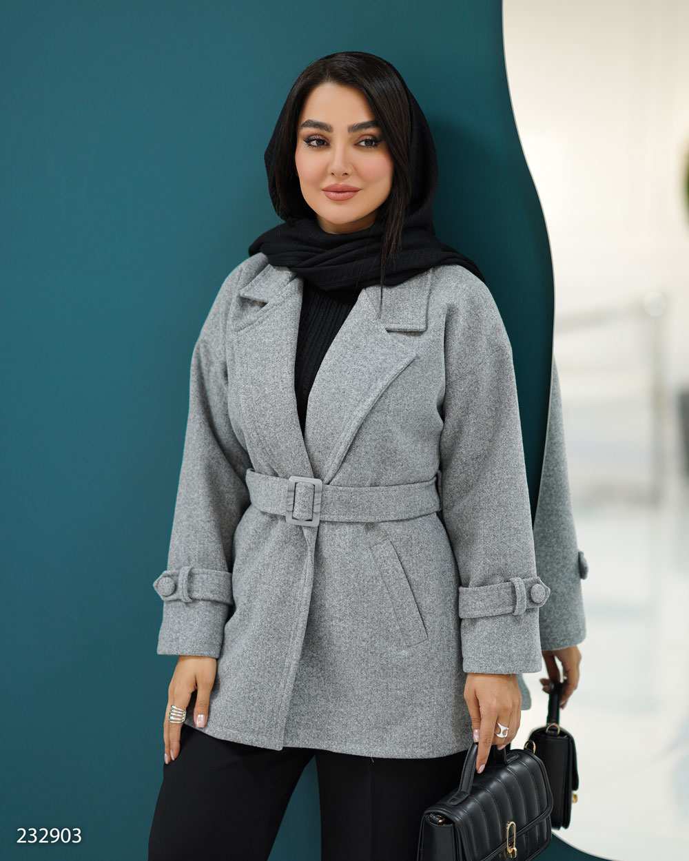 پالتو زنانه فوتر طوسی مدل نلین السانا Elsana کد 2329