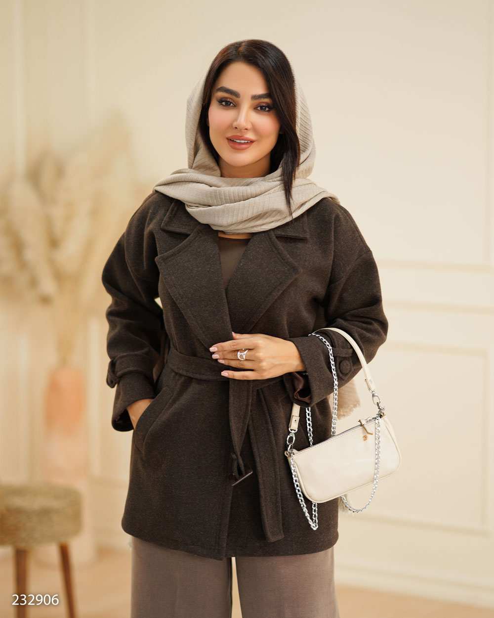 پالتو زنانه فوتر قهوه ای مدل نلین السانا Elsana کد 2329