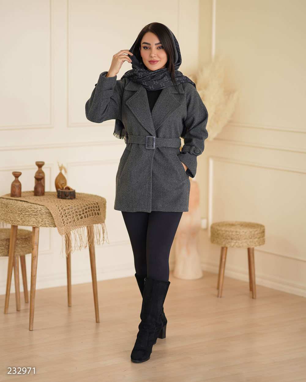 پالتو زنانه فوتر زغالی مدل نلین السانا Elsana کد 2329