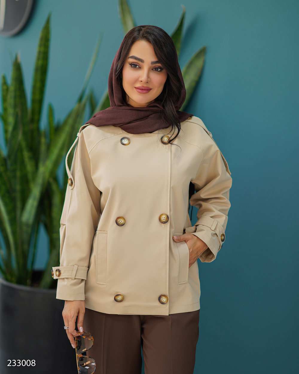 بارانی زنانه کرم مدل تیام السانا Elsana کد 2330