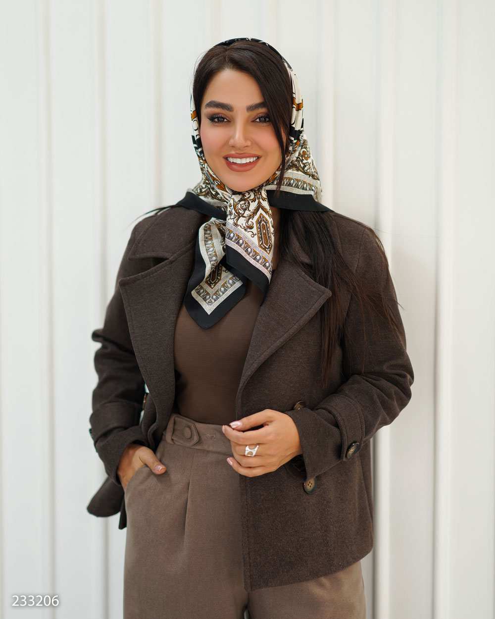 پالتو زنانه فوتر قهوه ای مدل مرجانه السانا Elsana کد 2332