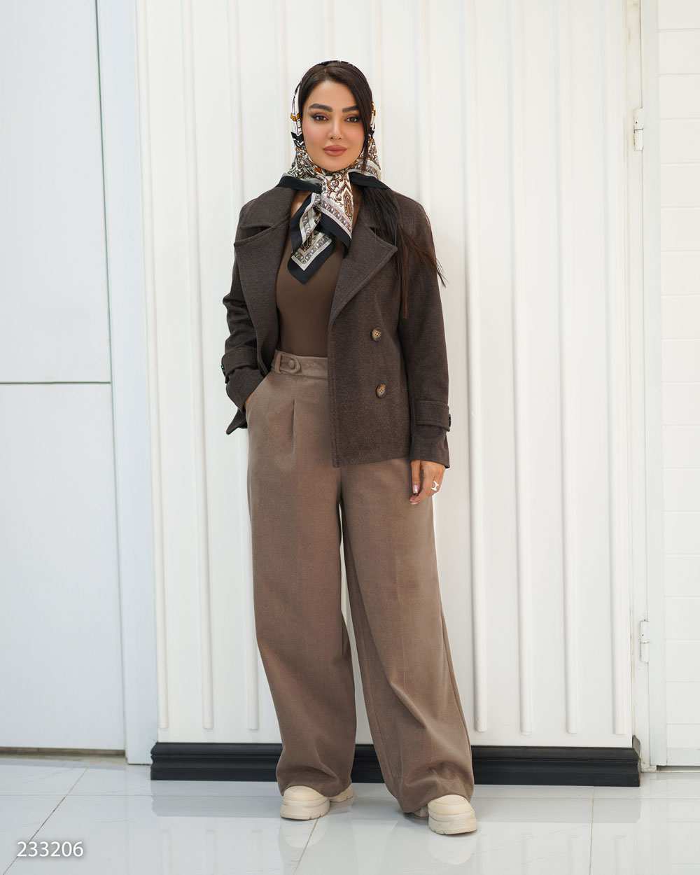 پالتو زنانه فوتر قهوه ای مدل مرجانه السانا Elsana کد 2332