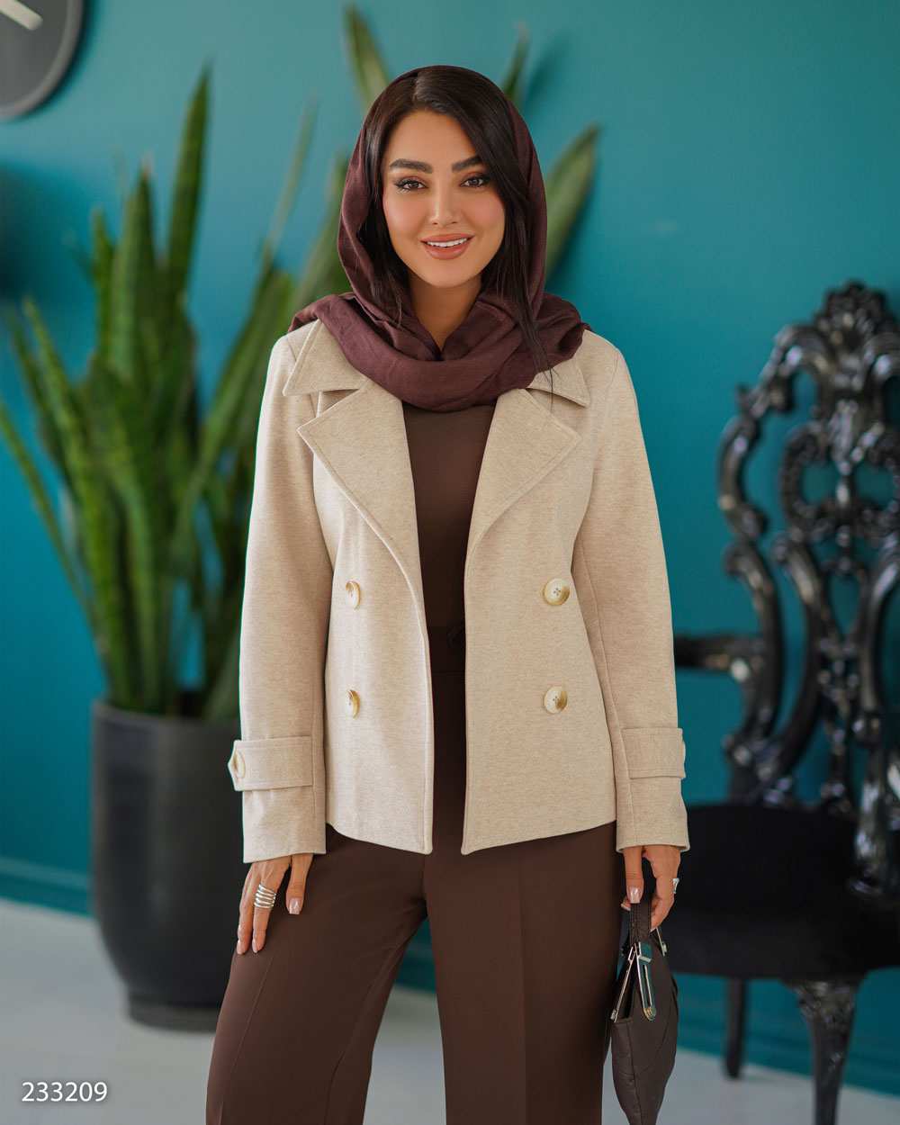 پالتو زنانه شیری مدل مرجانه السانا Elsana کد 2332