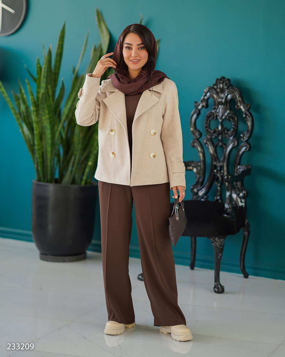 پالتو زنانه شیری مدل مرجانه السانا Elsana کد 2332