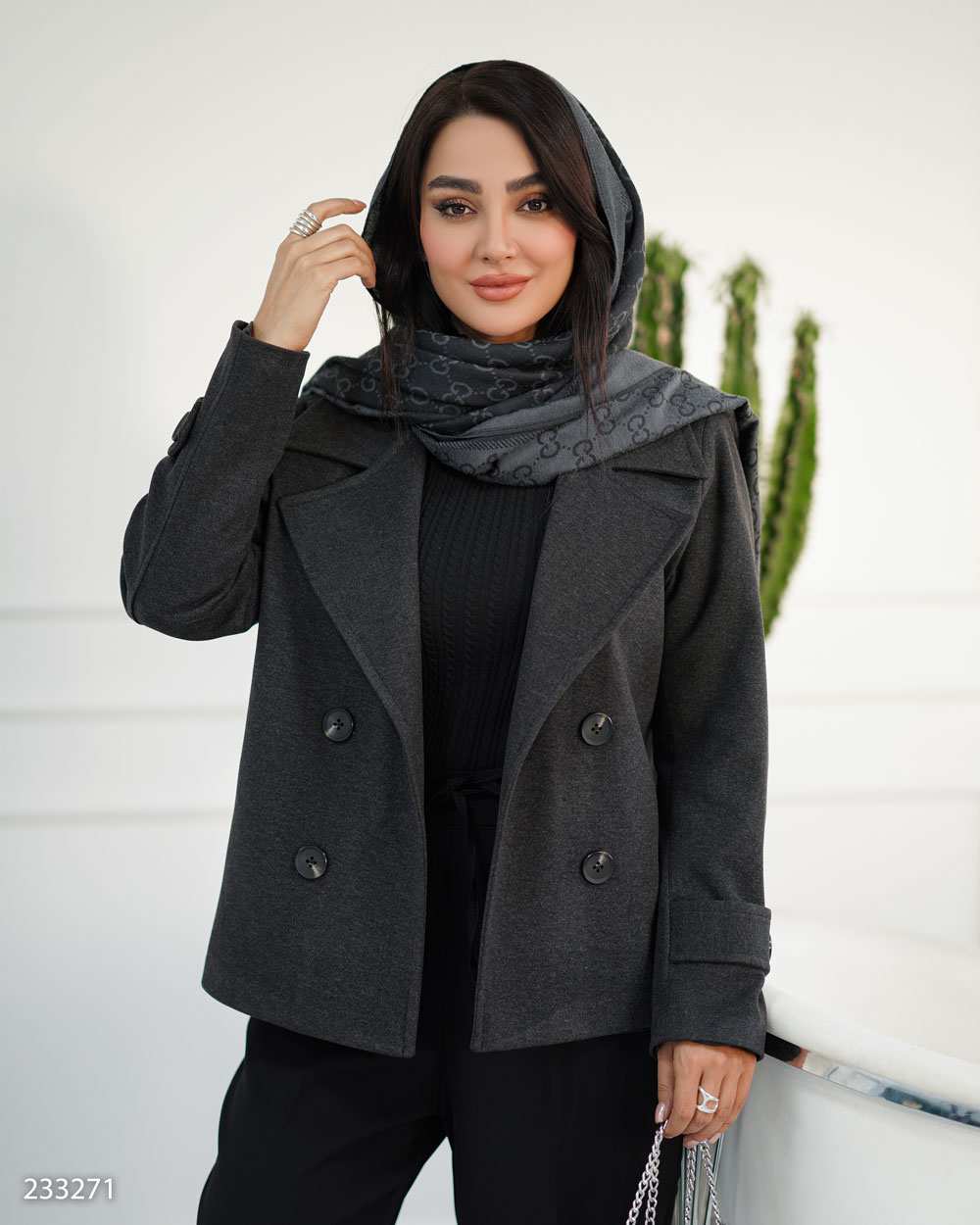 پالتو زنانه زغالی مدل مرجانه السانا Elsana کد 2332