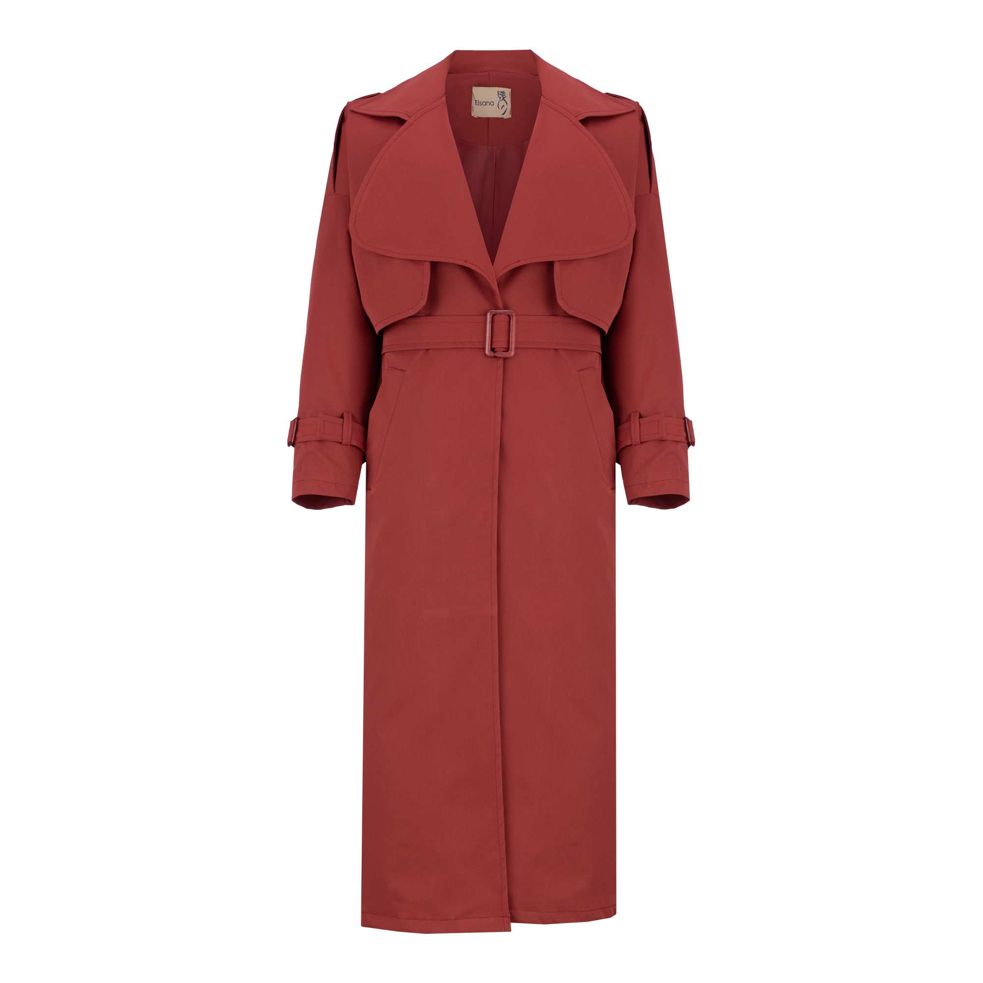 بارانی بلند زنانه زرشکی مدل شهلا السانا Elsana کد 2333