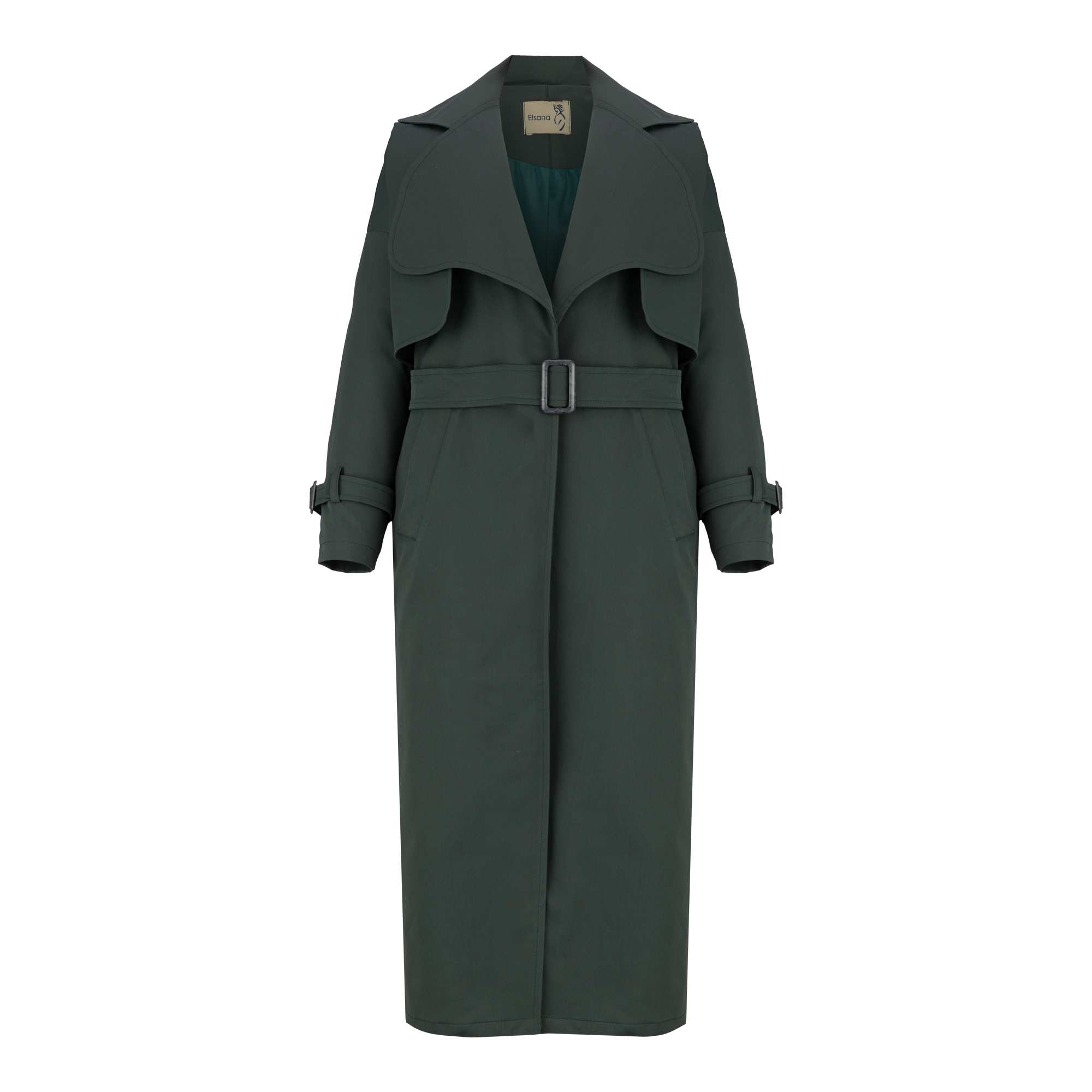 بارانی بلند زنانه سبز کله غازی مدل شهلا السانا Elsana کد 2333