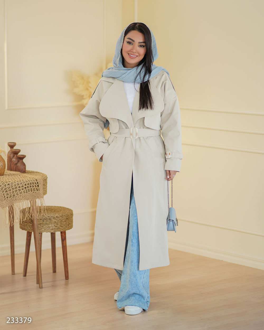 بارانی بلند زنانه استخوانی مدل شهلا السانا Elsana کد 2333