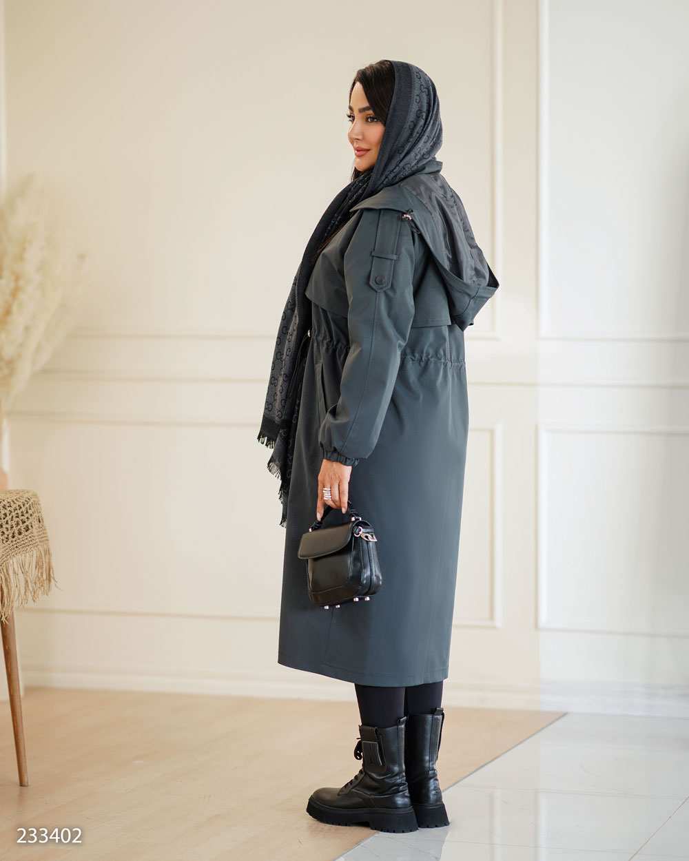 بارانی بلند زنانه نوک مدادی مدل شعله السانا Elsana کد 2334