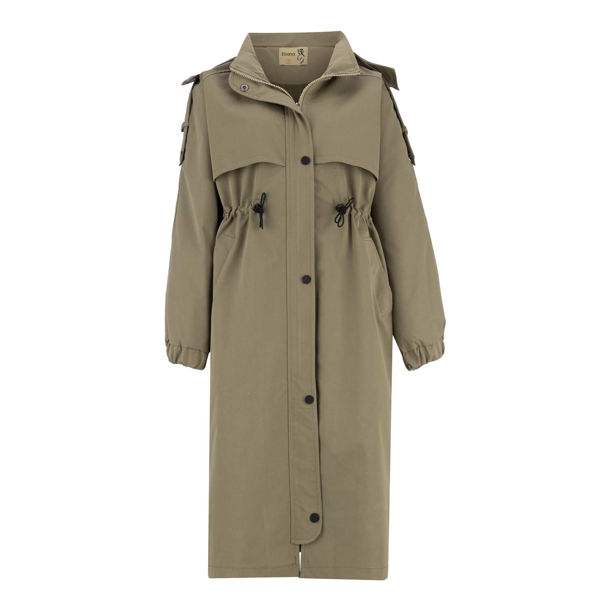 بارانی بلند زنانه سبز سدری مدل شعله السانا Elsana کد 2334