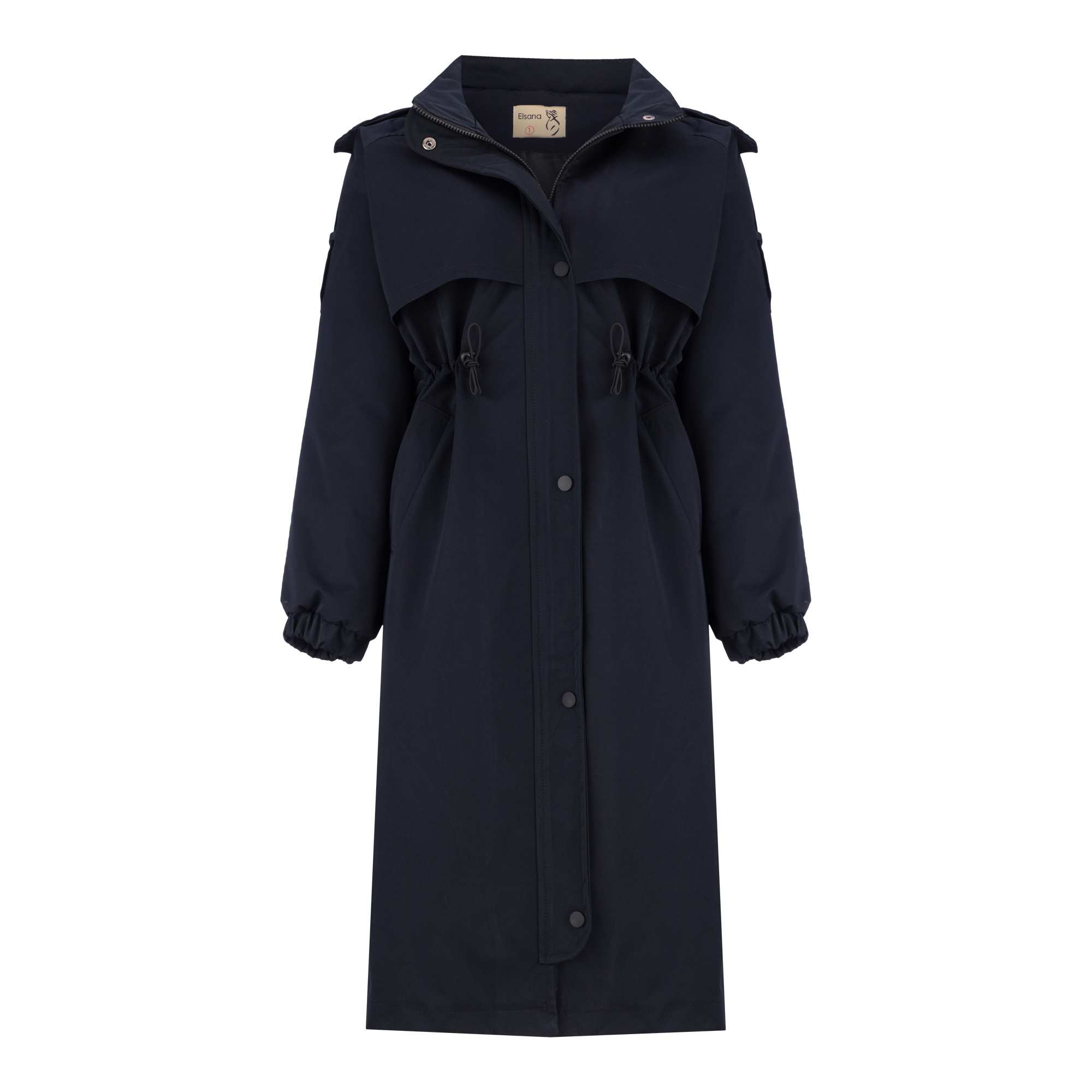 بارانی بلند زنانه سرمه ای تیره مدل شعله السانا Elsana کد 2334