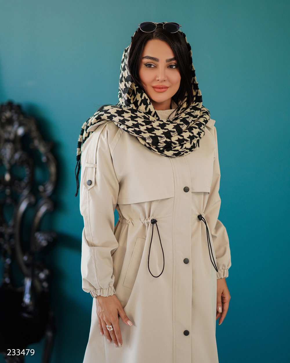 بارانی بلند زنانه استخوانی مدل شعله السانا Elsana کد 2334