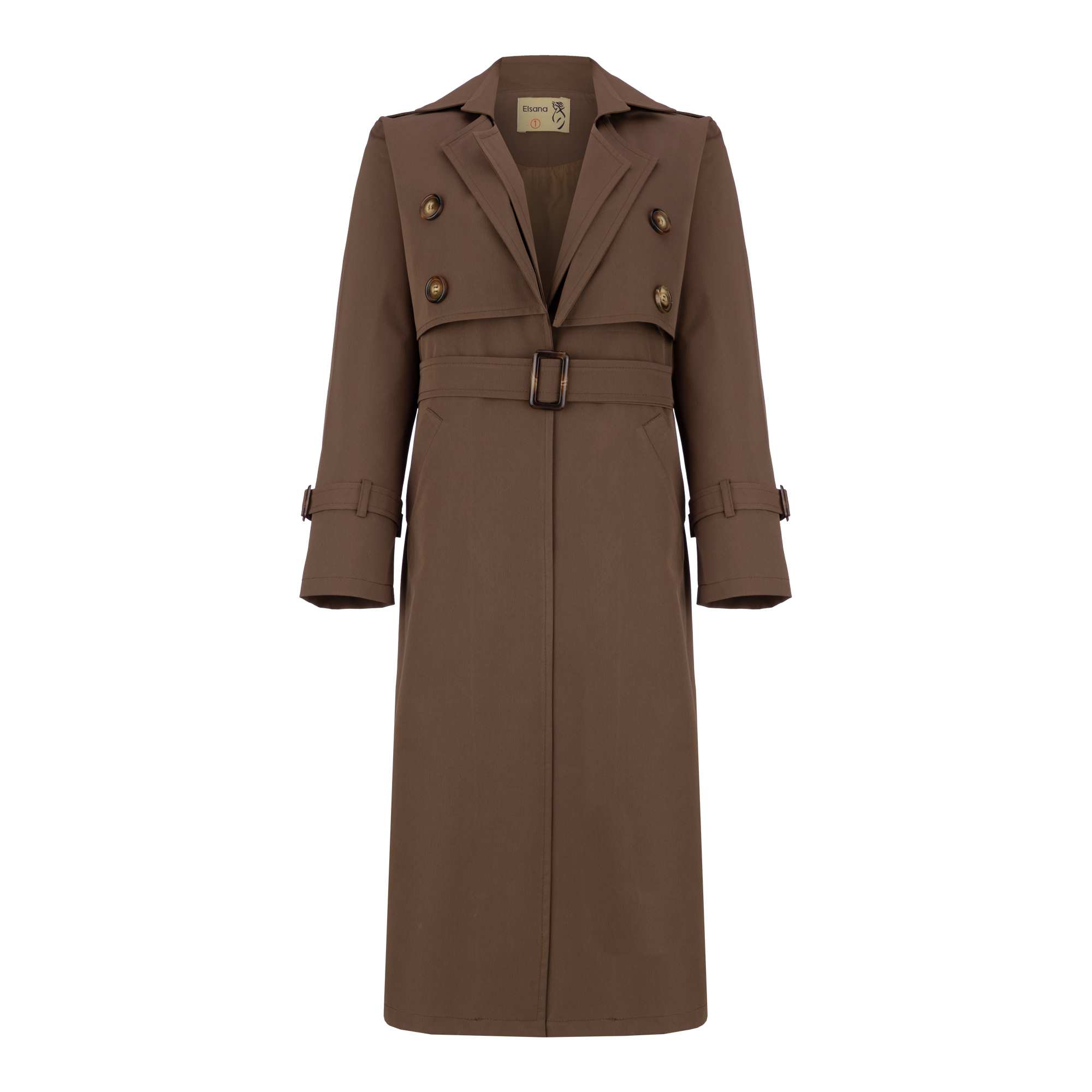 بارانی بلند زنانه قهوه ای مدل نازانه السانا Elsana کد 2335