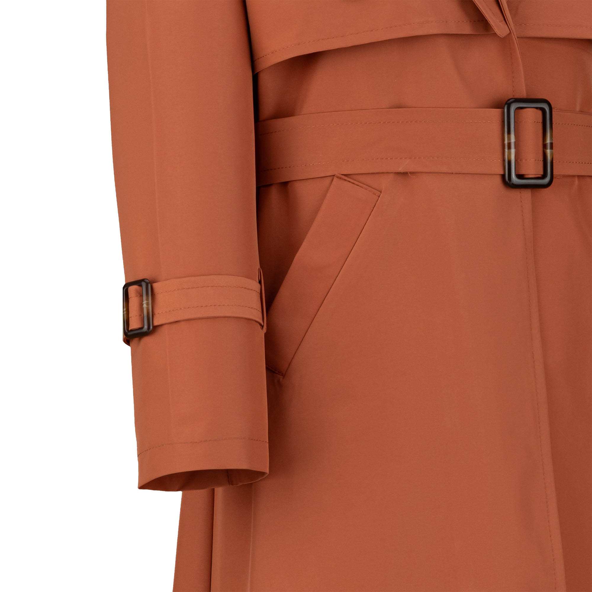 بارانی بلند زنانه آجری مدل نازانه السانا Elsana کد 2335