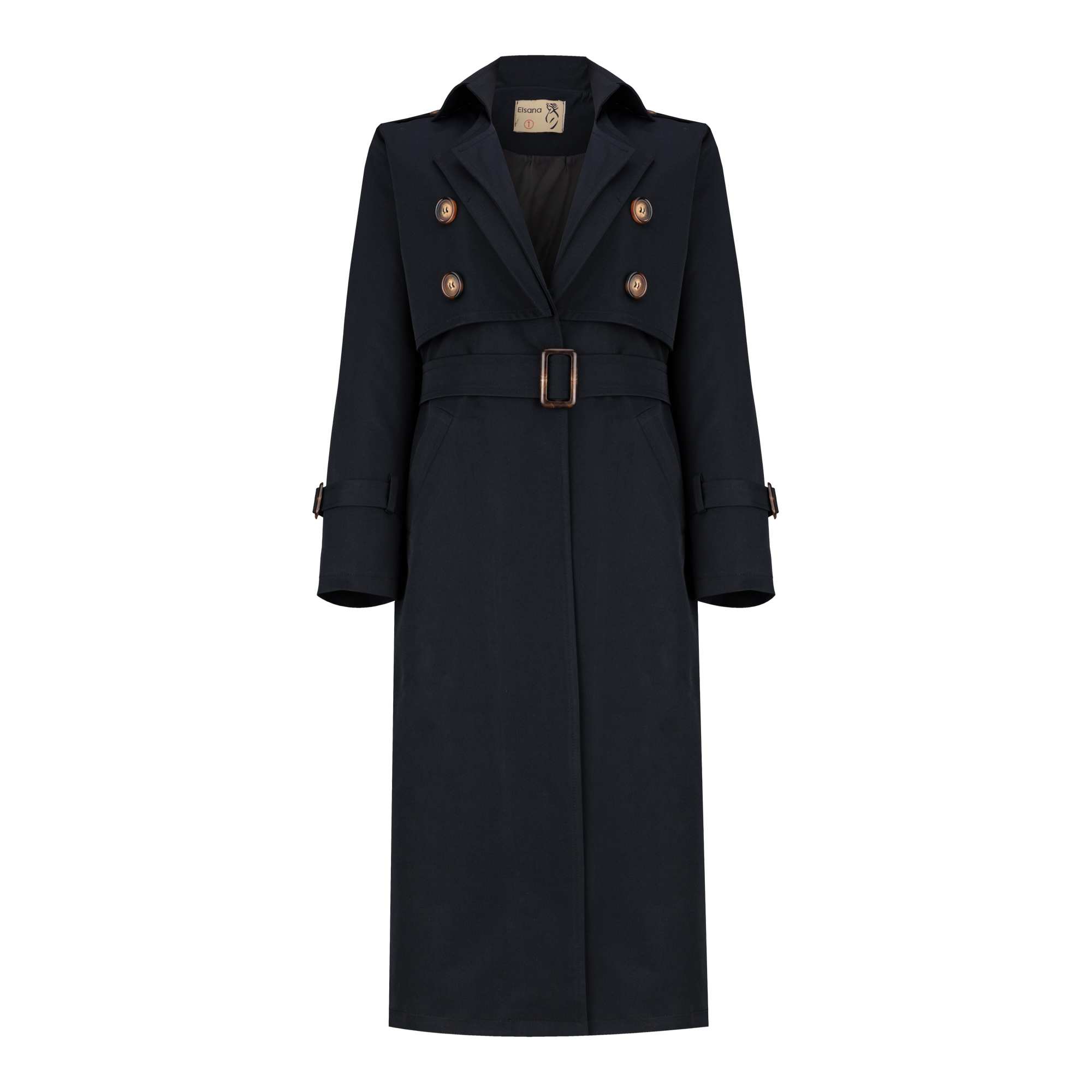 بارانی بلند زنانه سرمه ای تیره مدل نازانه السانا Elsana کد 2335