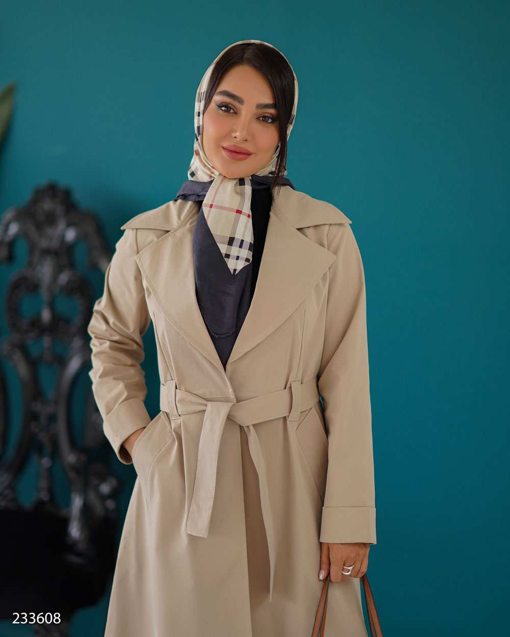 بارانی بلند زنانه کرم مدل دانژه السانا Elsana کد 2336