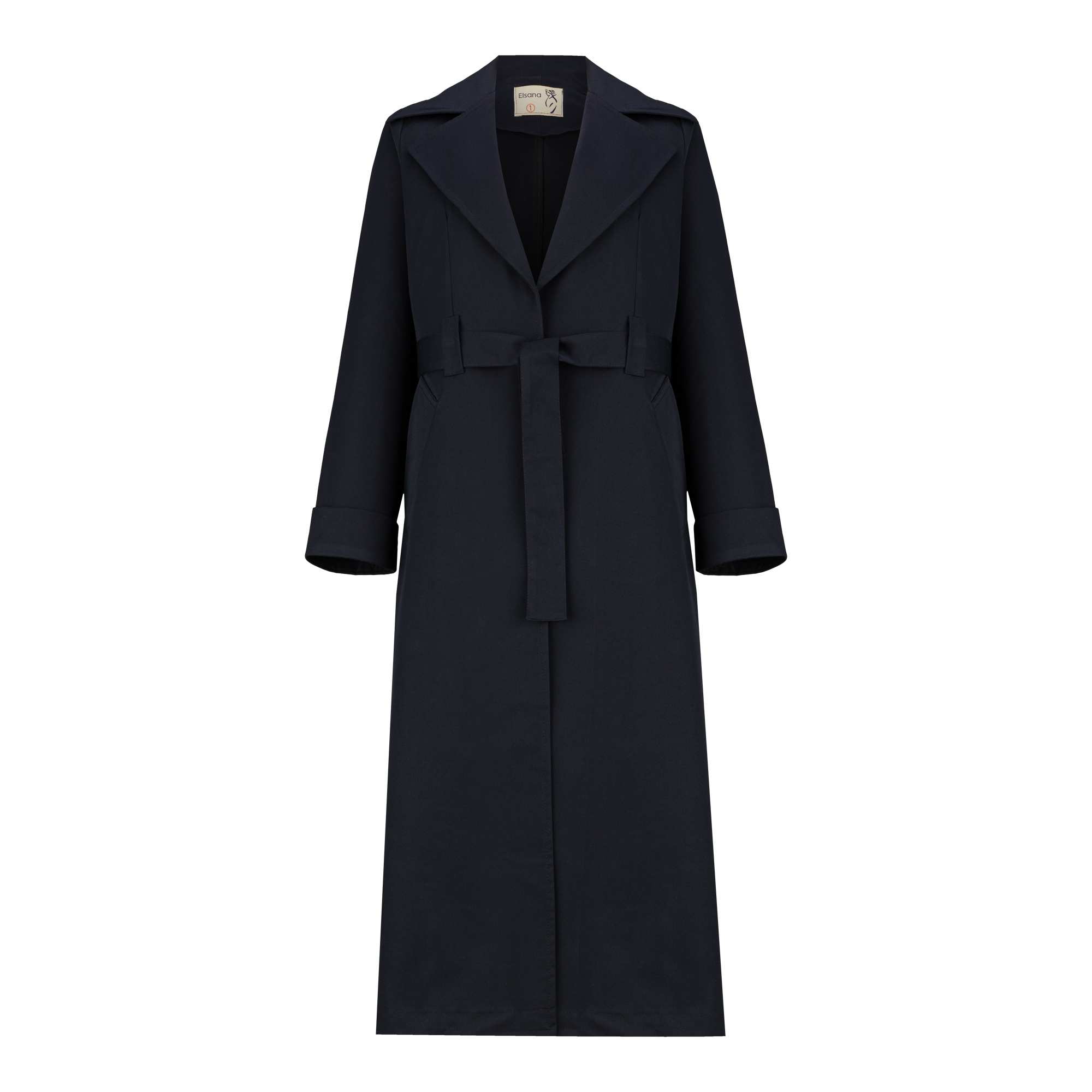 بارانی بلند زنانه سرمه ای تیره مدل دانژه السانا Elsana کد 2336