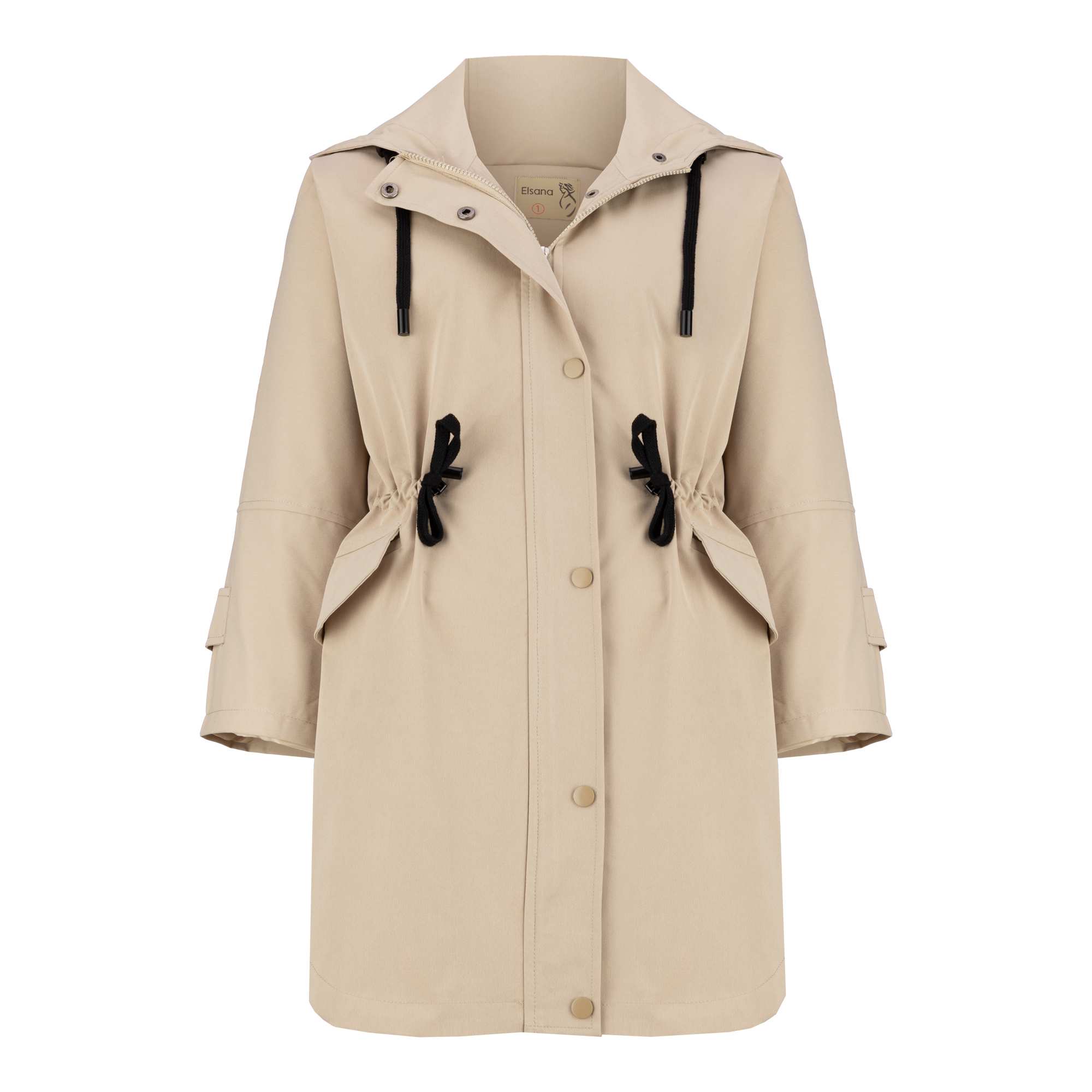 بارانی زنانه کلاه دار کرم مدل سیبا السانا Elsana کد 2337