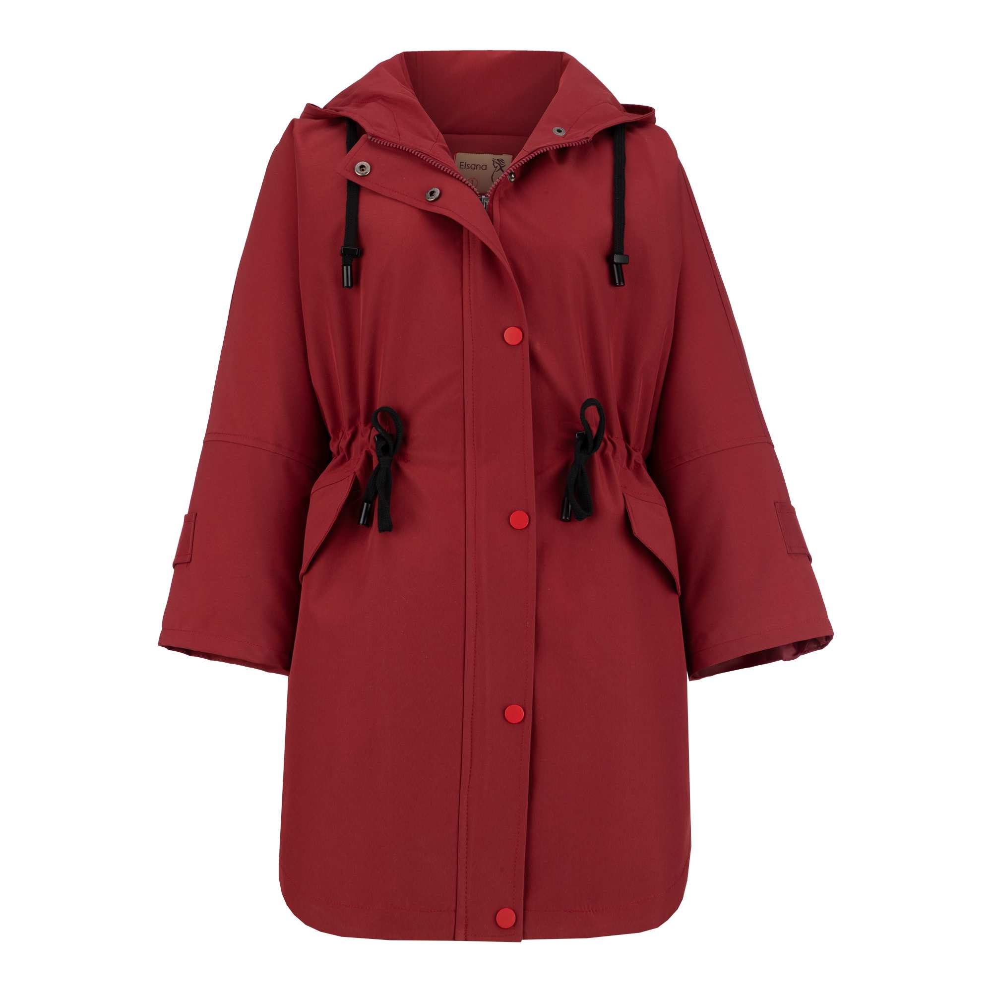 بارانی زنانه کلاه دار زرشکی مدل سیبا السانا Elsana کد 2337