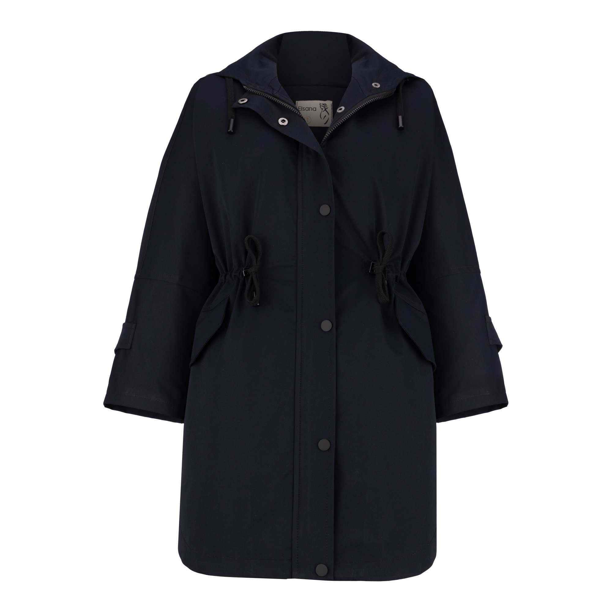 بارانی زنانه کلاه دار سرمه ای تیره مدل سیبا السانا Elsana کد 2337