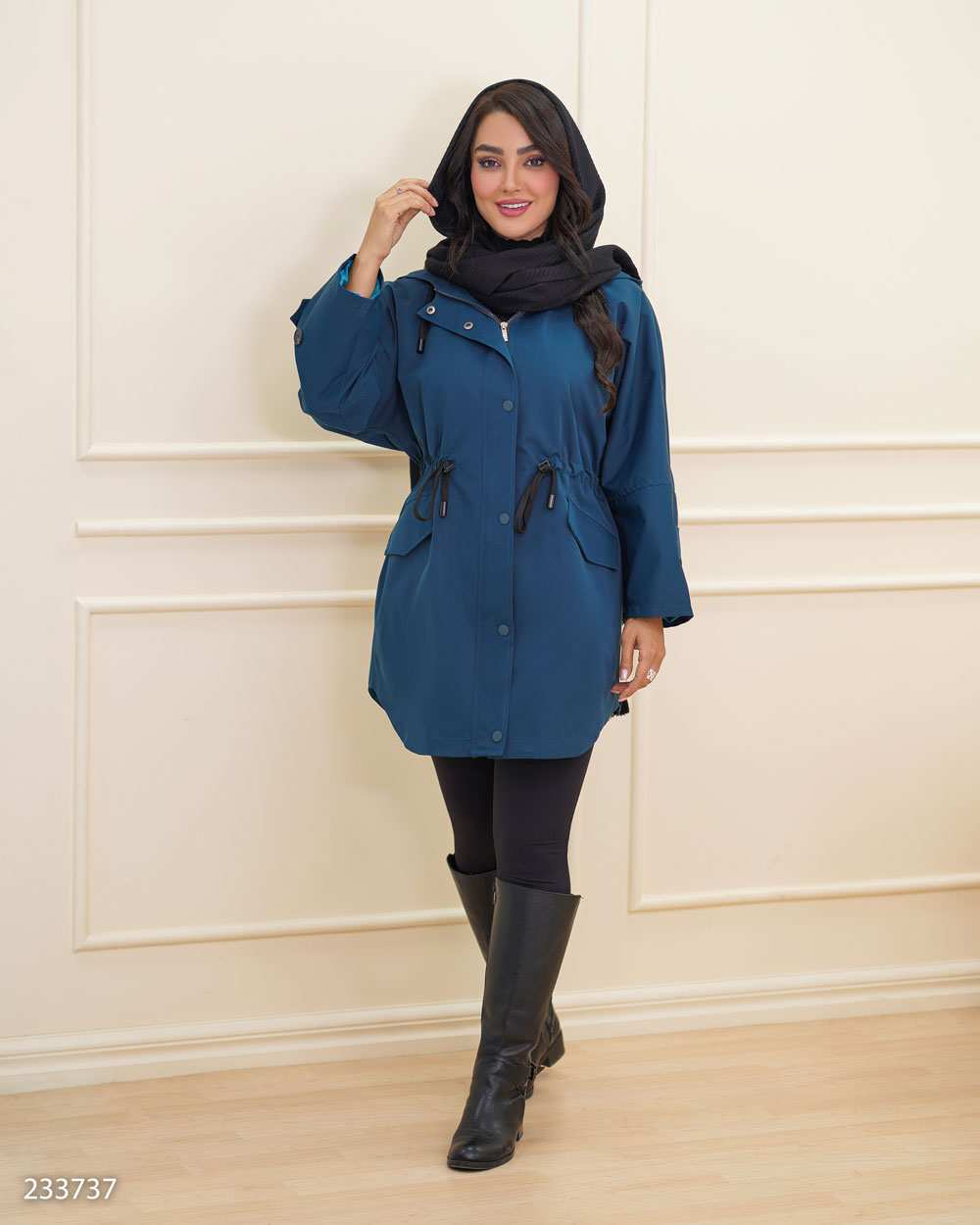 بارانی زنانه کلاه دار سبز کله غازی مدل سیبا السانا Elsana کد 2337