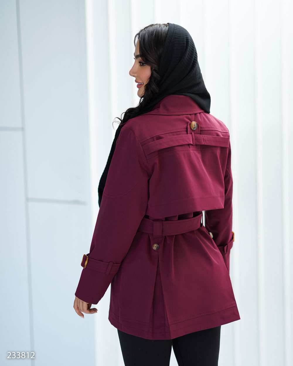 بارانی زنانه بادمجانی مدل پوپر السانا Elsana کد 2338