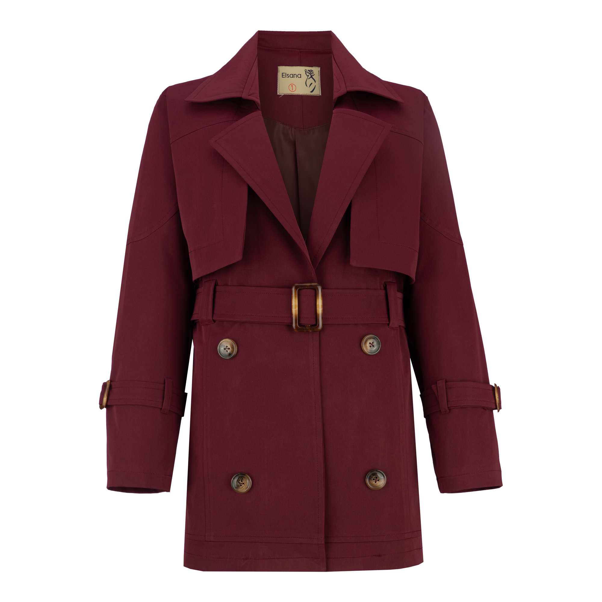 بارانی زنانه بادمجانی مدل پوپر السانا Elsana کد 2338