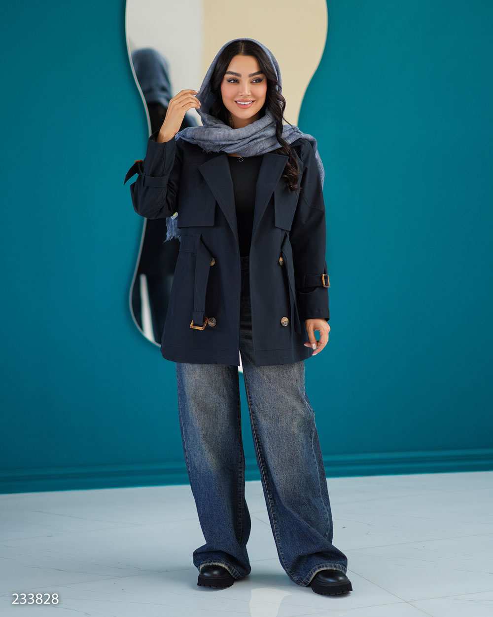 بارانی زنانه سرمه ای تیره مدل پوپر السانا Elsana کد 2338