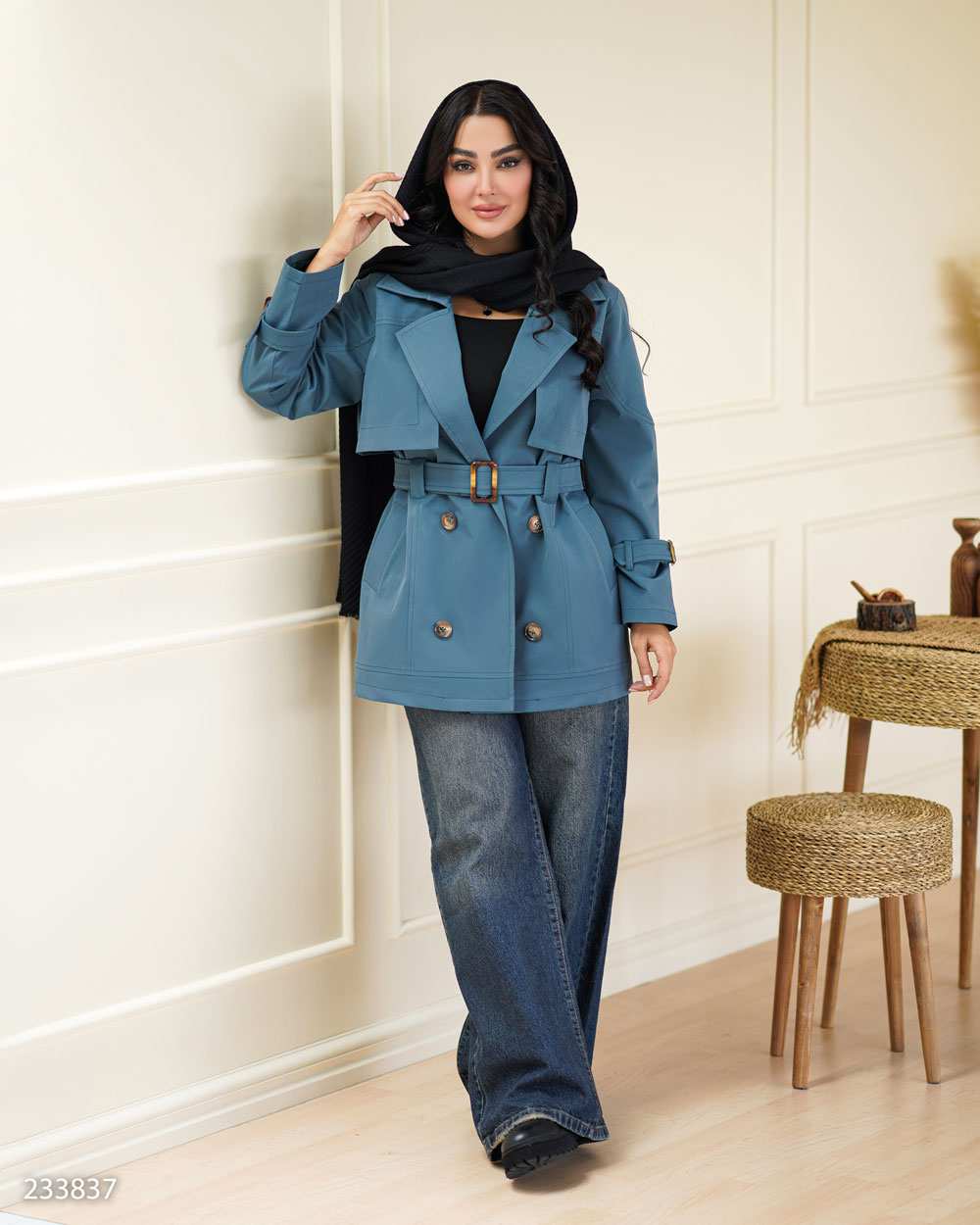 بارانی زنانه سبز کله غازی مدل پوپر السانا Elsana کد 2338