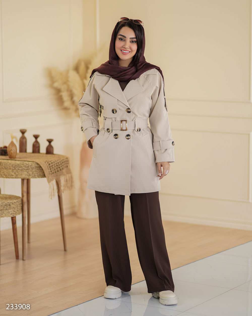 بارانی زنانه کرم مدل چیترا السانا Elsana کد 2339