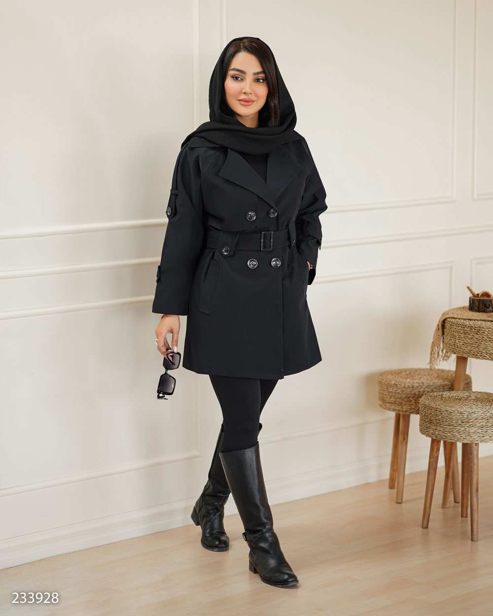 بارانی زنانه سرمه ای تیره مدل چیترا السانا Elsana کد 2339