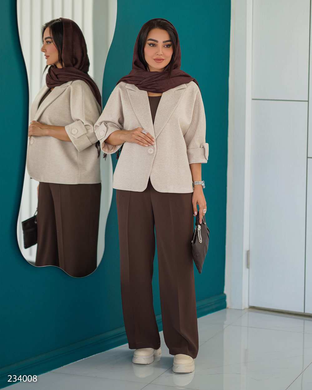 پالتو زنانه فوتر کرم مدل پرندیس السانا Elsana کد 2340