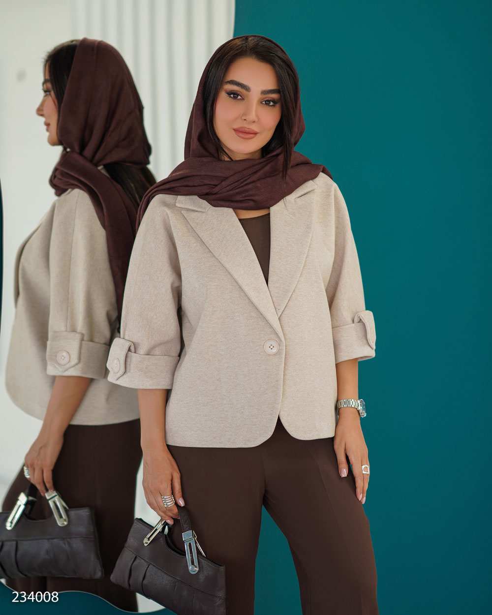 پالتو زنانه فوتر کرم مدل پرندیس السانا Elsana کد 2340