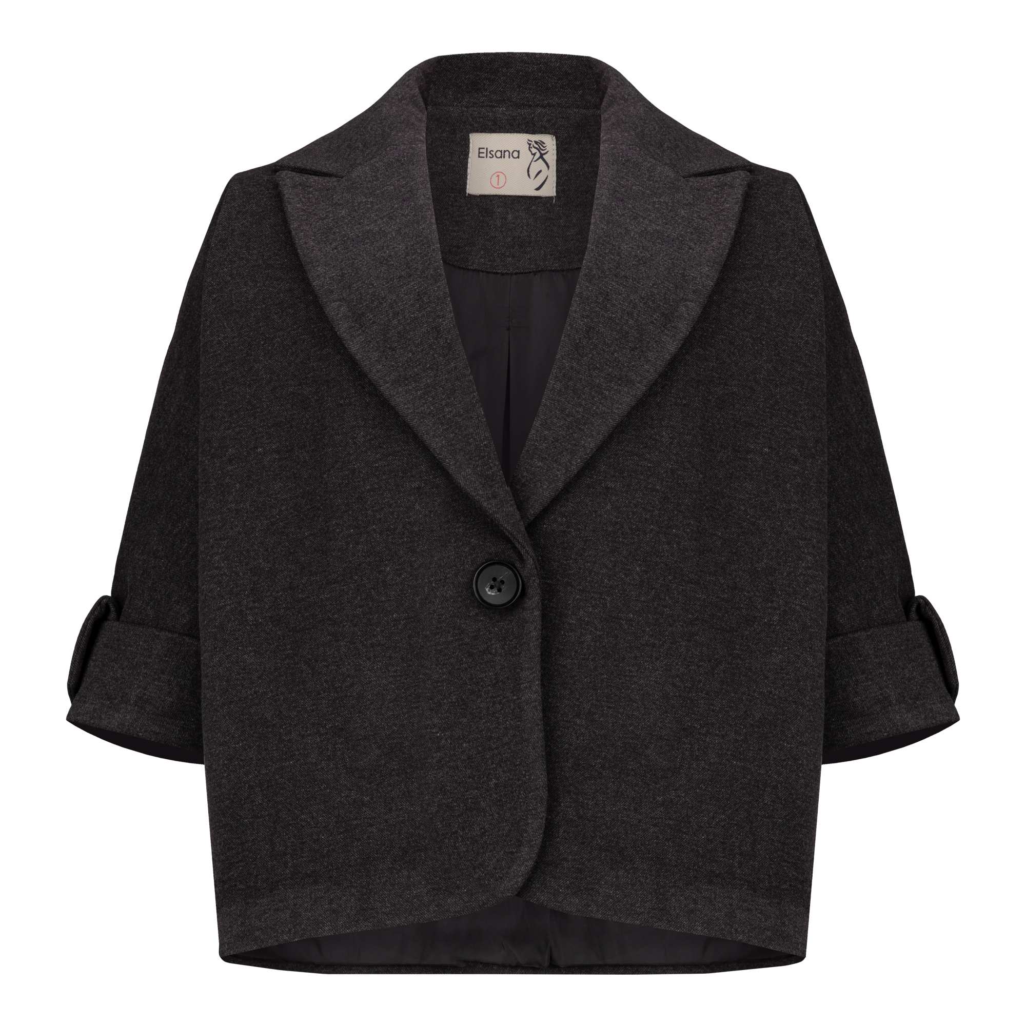 پالتو زنانه فوتر زغالی مدل پرندیس السانا Elsana کد 2340