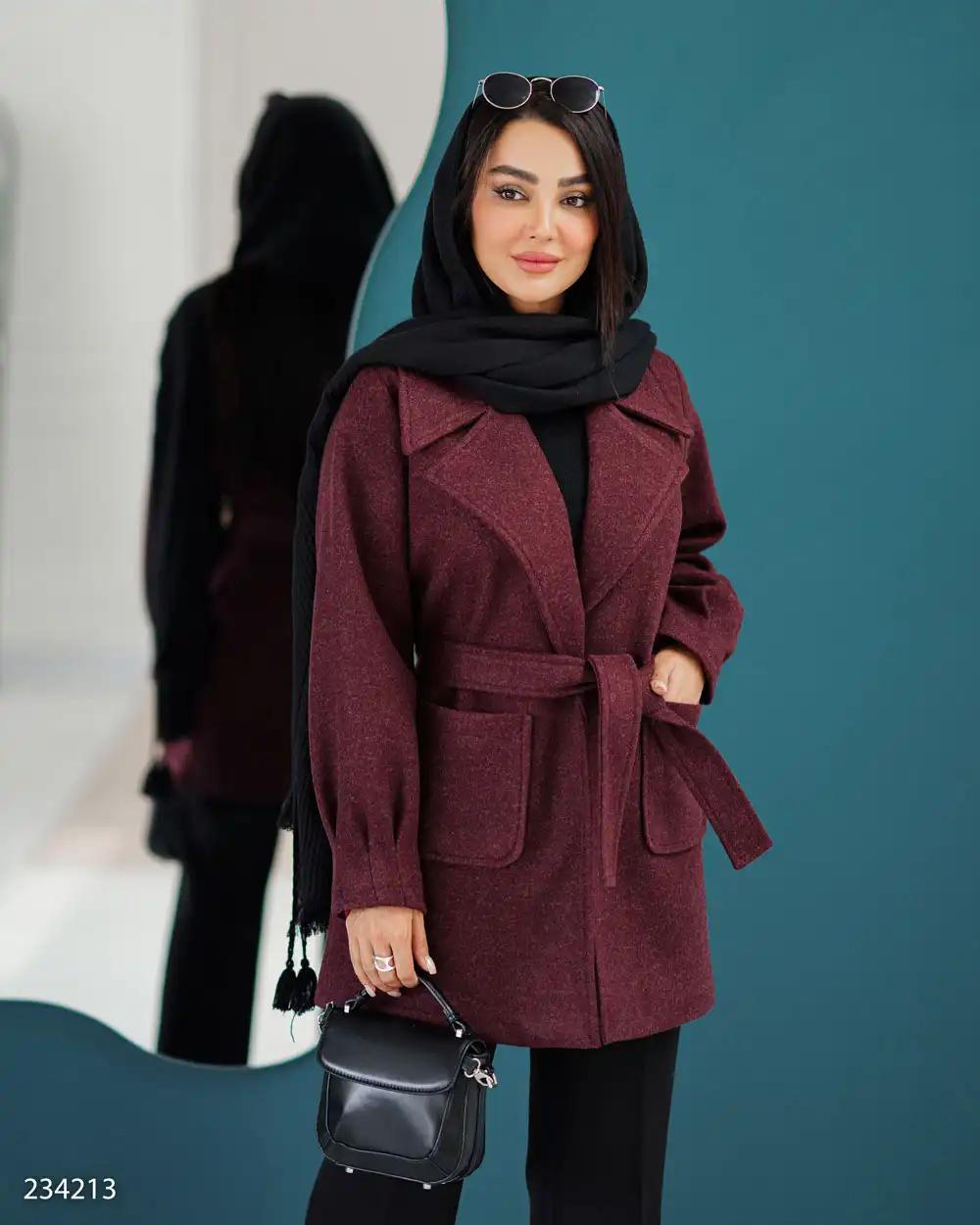 پالتو زنانه فوتر زرشکی مدل ساواش السانا Elsana کد 2342