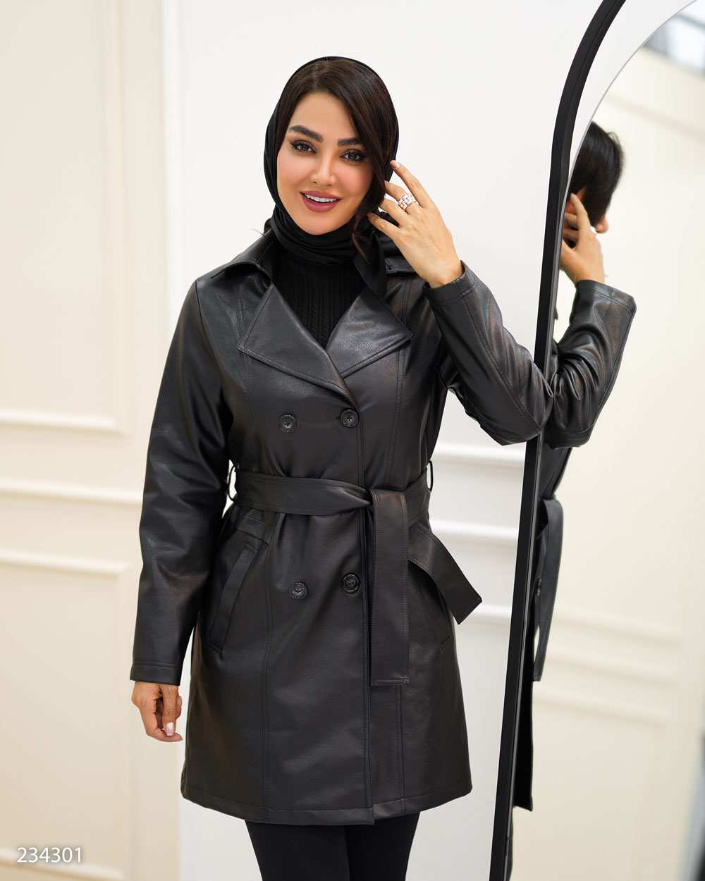 کت چرم زنانه مشکی مدل سالیز السانا Elsana کد 2343