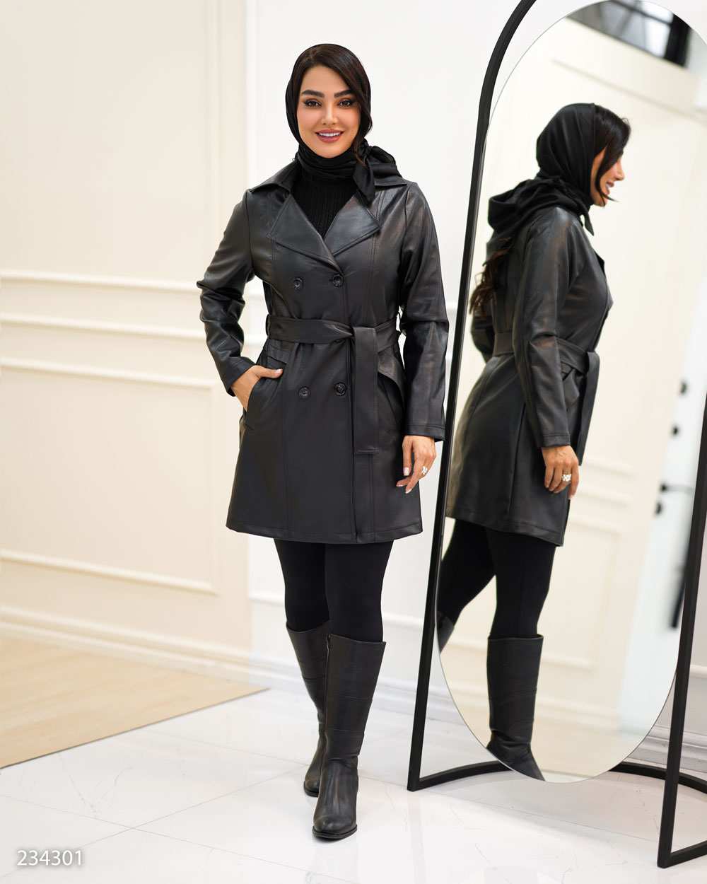 کت چرم زنانه مشکی مدل سالیز السانا Elsana کد 2343