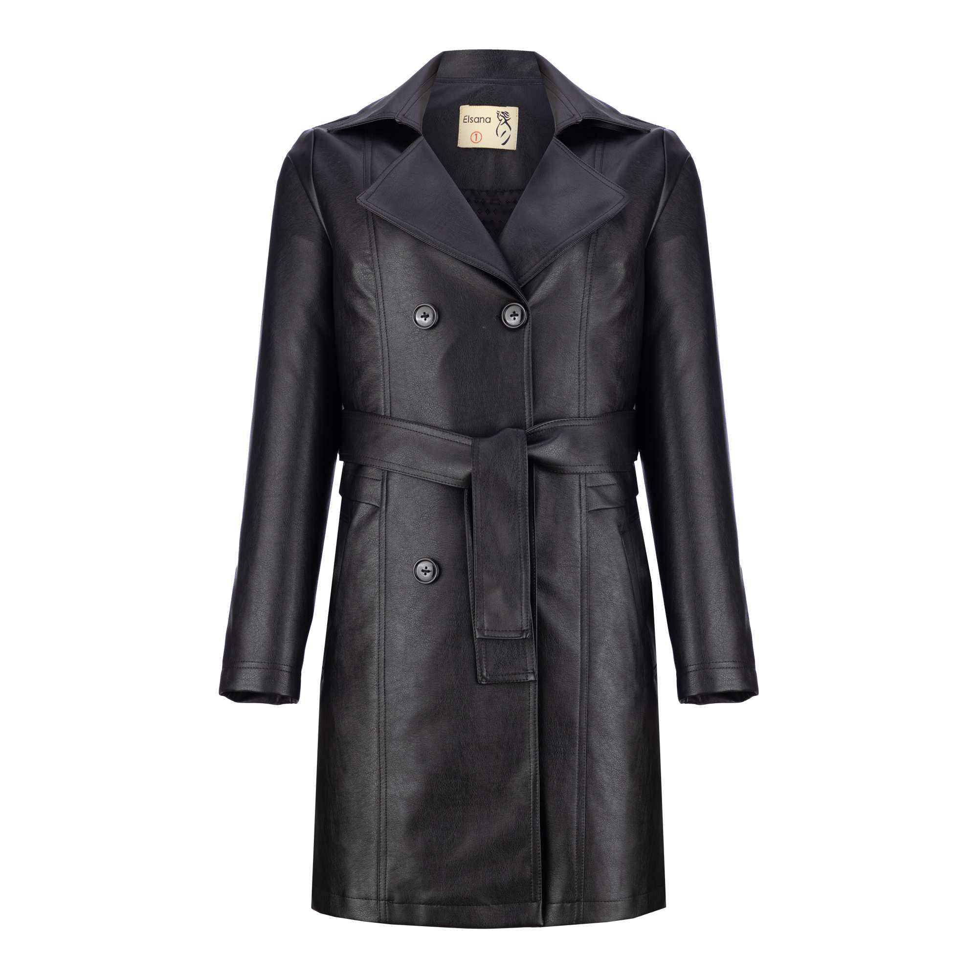 کت چرم زنانه مشکی مدل سالیز السانا Elsana کد 2343