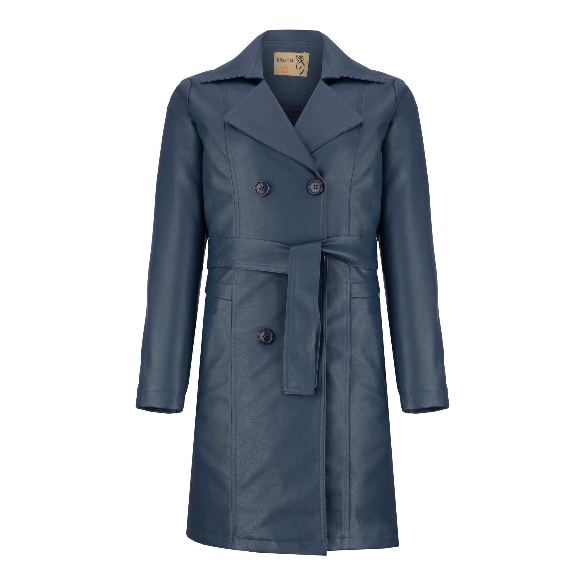 کت چرم زنانه آبی نفتی مدل سالیز السانا Elsana کد 2343