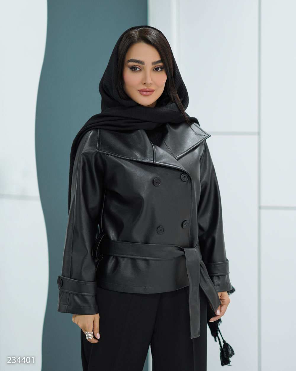 کت چرم زنانه مشکی مدل مریدا السانا Elsana کد 2344